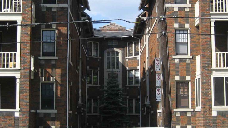 Dark Brick Apartment Building